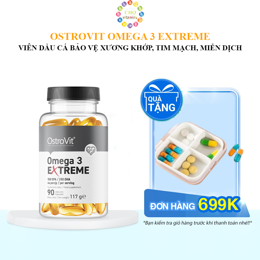 Ostrovit Omega3 Extreme - Viên Dầu Cá Cô Đặc Bảo Vệ Tim Mạch, Huyết Áp, Xương Khớp, Miễn Dịch