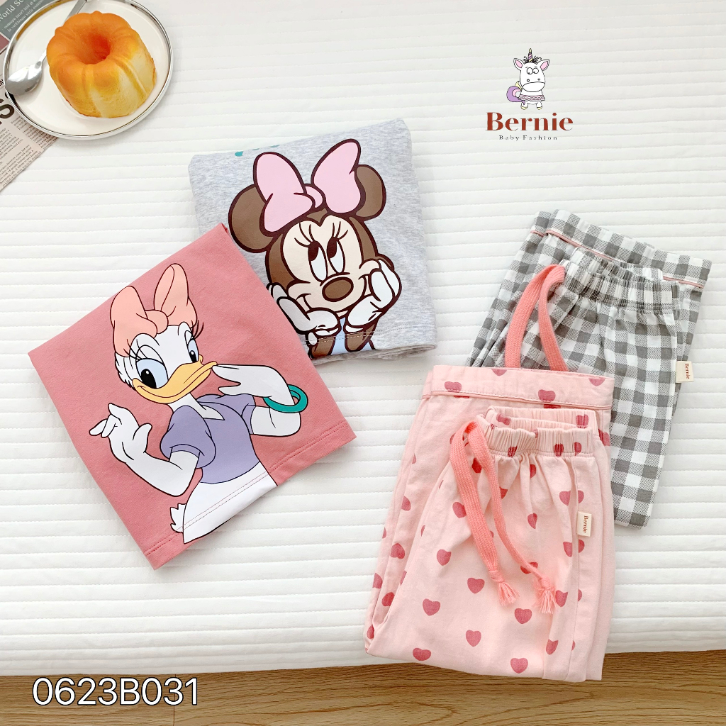 Bộ pizama thu đông dài tay bé gái, bộ cotton dài tay hoạ tiết dễ thương bé gái