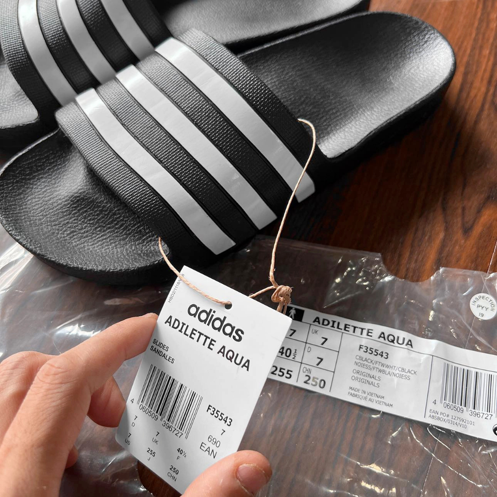 Dép đúc Adilette Aqua 3 Stripes White chính hãng dòng đúc toàn bộ siêu bền chống nước chống trượt - Aries Sốp
