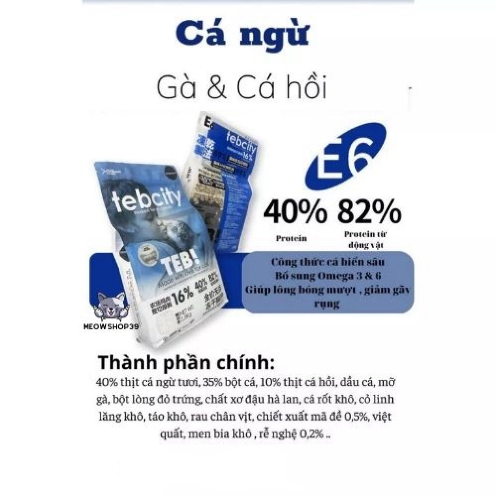 Hạt TEB City Cao Cấp Cho Mèo Mix Topping Thịt Sấy, Grain Free