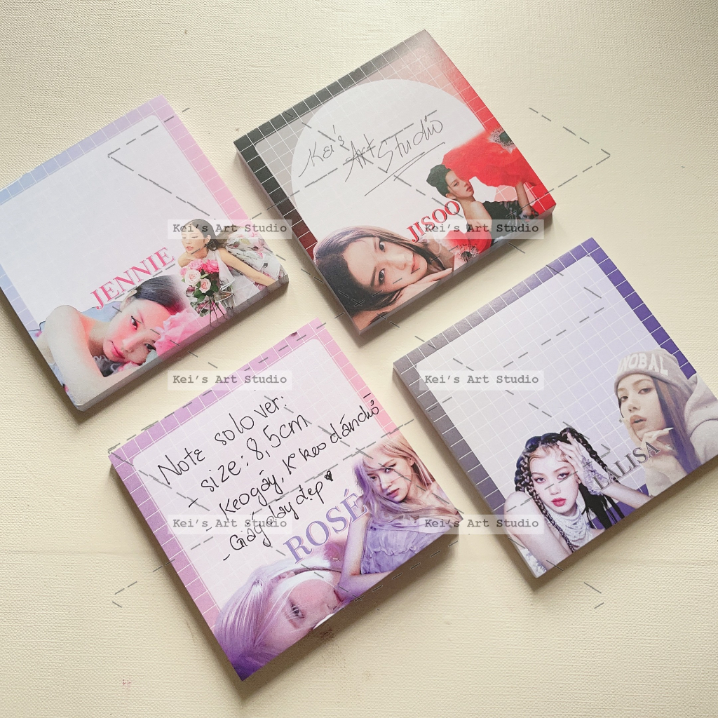Xấp 50tờ giấy note ghi chú blackpink the game, jennie solo, jisoo flower, lisa lalisa, rosé gone on the ground