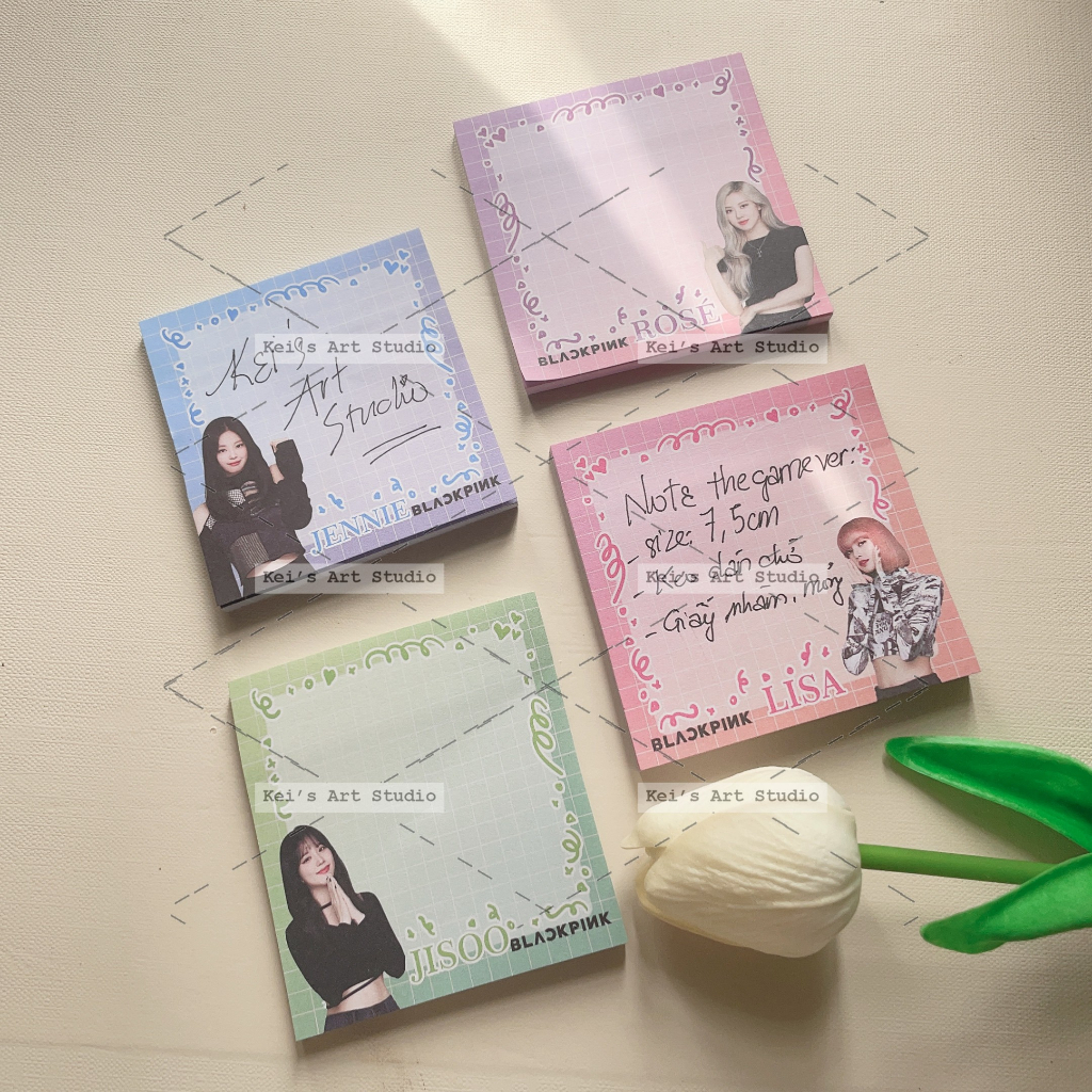 Xấp 50tờ giấy note ghi chú blackpink the game, jennie solo, jisoo flower, lisa lalisa, rosé gone on the ground