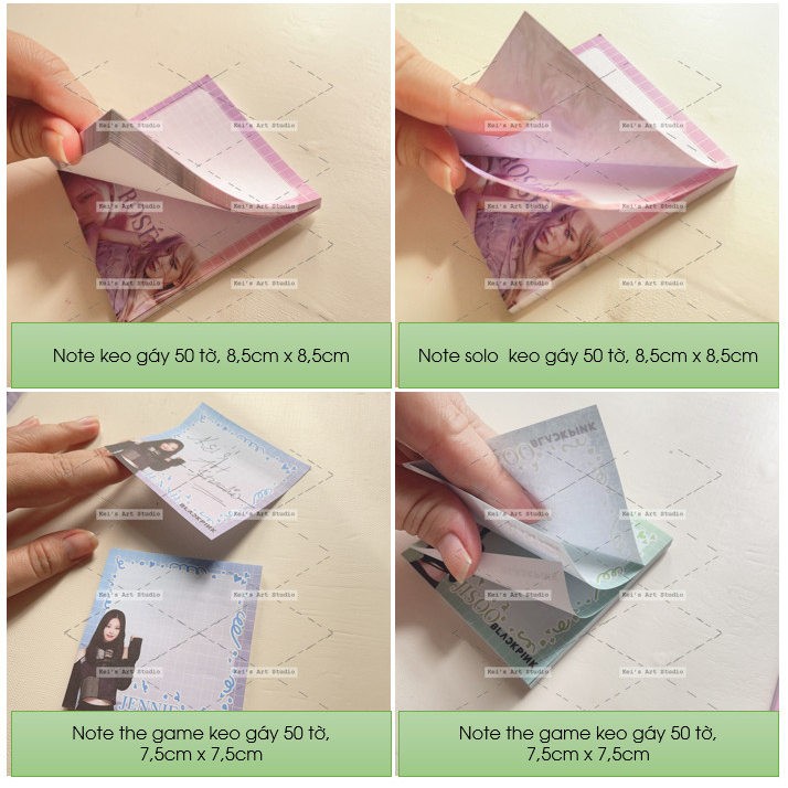 Xấp 50tờ giấy note ghi chú blackpink the game, jennie solo, jisoo flower, lisa lalisa, rosé gone on the ground