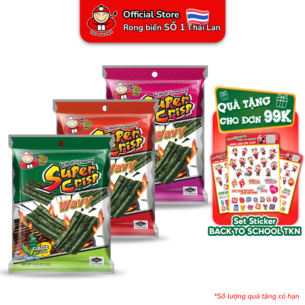 [MUA 1 TẶNG 1 GÓI SC KIM CHI 24G] Snack rong biển TaoKaeNoi SUPER CRISP 24g