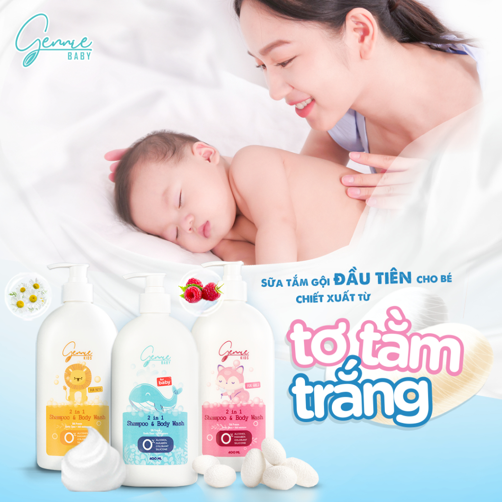 Sữa tắm gội 2 trong 1 Gennie Baby 400ml chính hãng