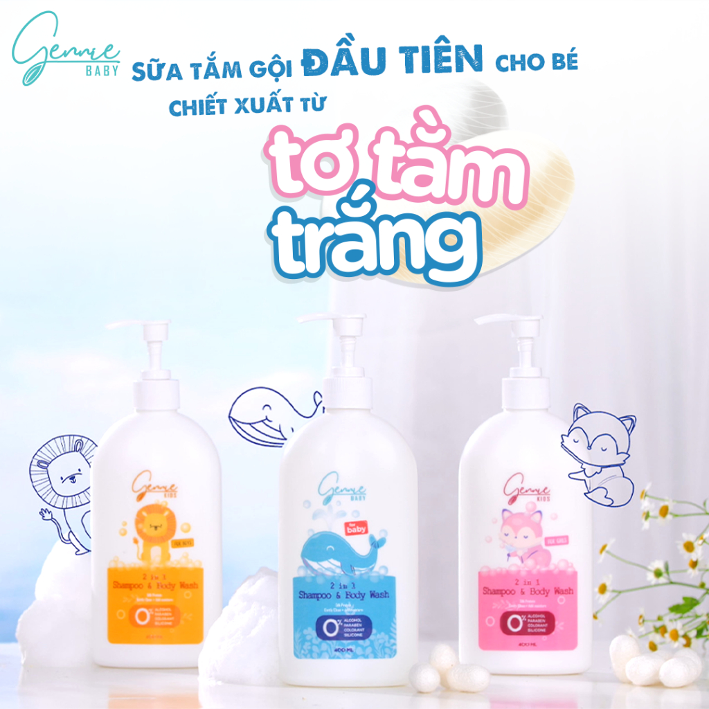 Sữa tắm gội 2 trong 1 Gennie Baby 400ml chính hãng