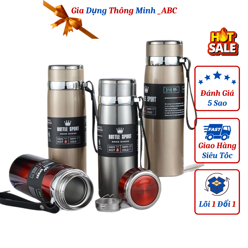 Bình nước giữ nhiệt 1000ml ruột inox 304 cao cấp LoChi, bình giữ nhiệt nóng lạnh có lưới lọc trà và dây treo New | BigBuy360 - bigbuy360.vn