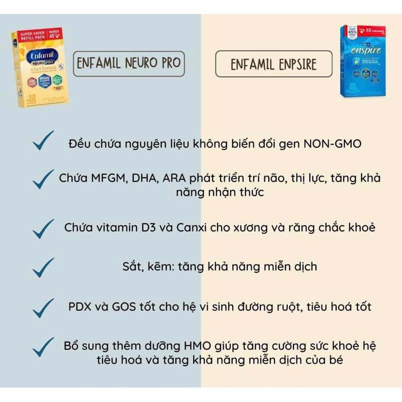 Sữa Enspire 890g nội địa Mỹ hộp giấy hàng bay ✈️🇺🇸 Kèm tặng quà cho bé🎁