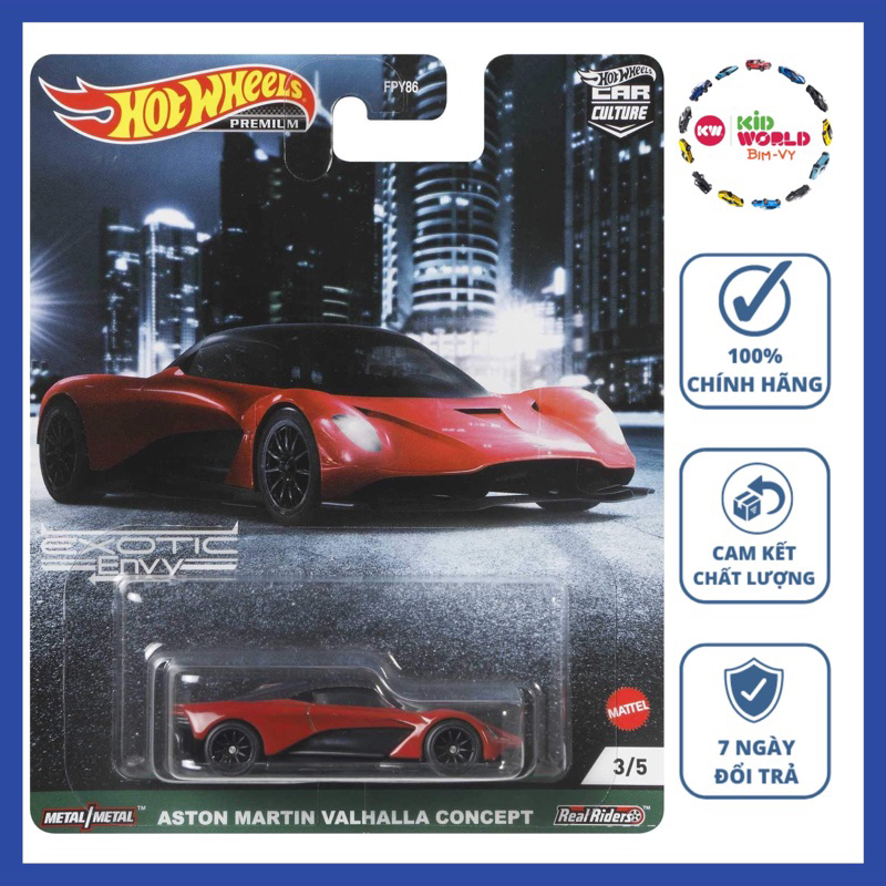 Xe mô hình Hot Wheels Premium Car Culture Exotic Envy Aston Martin Valhalla Concept GRJ75, bánh cao su.