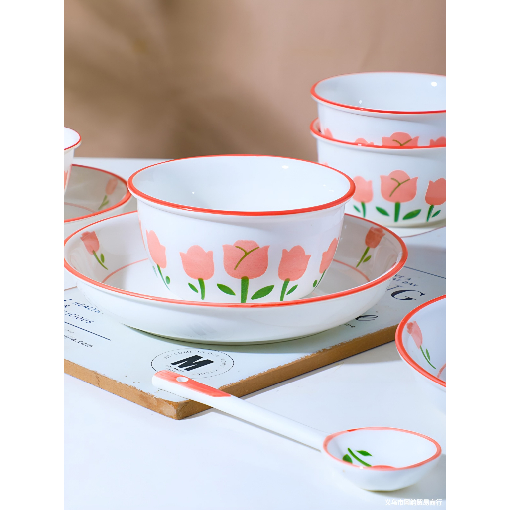 Chén sứ họa tiết kute. Bát ăn cơm bằng sứ hoặ tiết động vật và hoa lá.