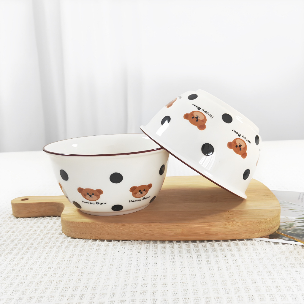 Chén sứ họa tiết kute. Bát ăn cơm bằng sứ hoặ tiết động vật và hoa lá.