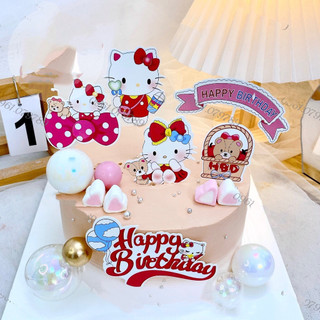 - Set cắm giấy Hello Kitty - Trang trí bánh sinh nhật bánh kem