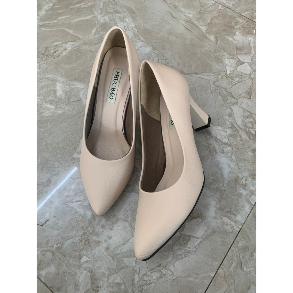 Giày cao gót thời trang công sở siêu êm chân 3cm,5cm,7cm Màu Đen và Kem,Giày Công Sở Nữ Mũi Nhọn,sang trọng lịch lãm.