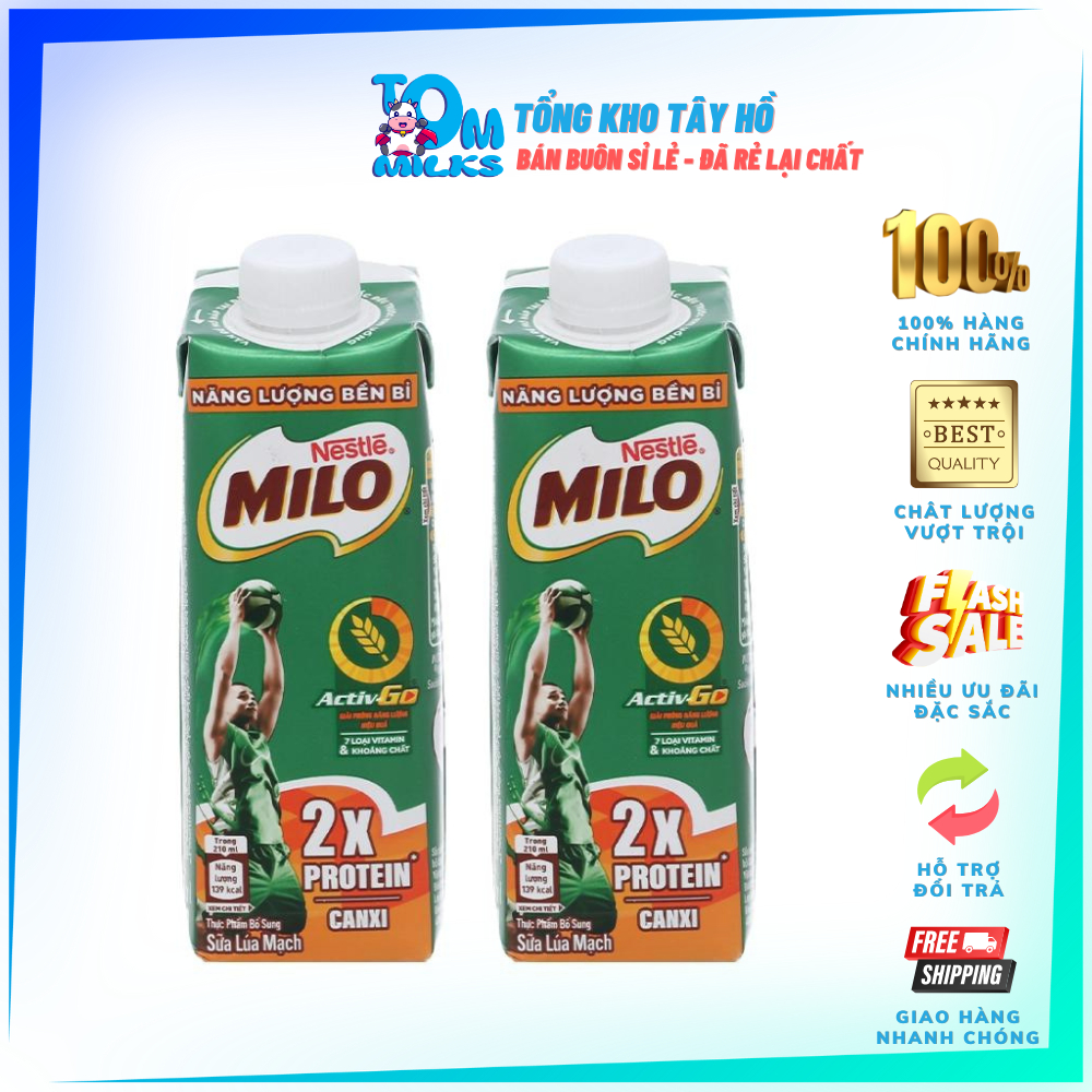 Sữa Milo nắp vặn ngũ cốc có đường 210ml - Thùng 24 hộp TOMMILKS