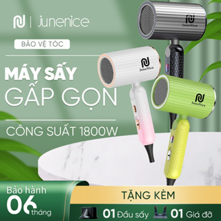 Máy sấy tóc gấp gọn 1800W JuneNice phiên bản mới sức gió tốt với 3 nấc nhiệt mát ấm nóng