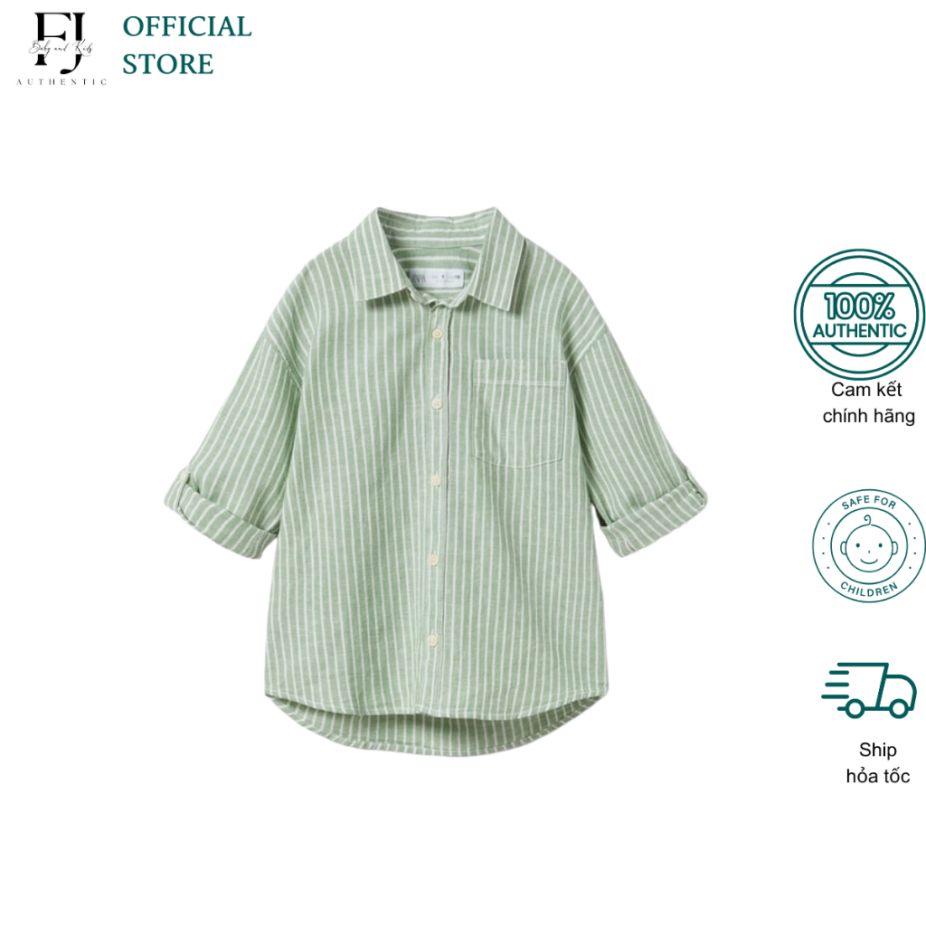 Áo sơ mi kẻ bé trai ZARA áo dài tay chất liệu cotton chính hãng cho bé 1 -10 tuổi