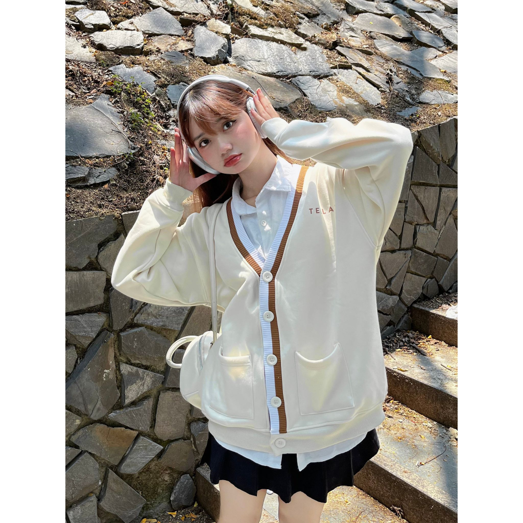 Áo Cardigan Teelab Basic, áo khoác unisex teelab kem be trẻ phong cách trẻ trung
