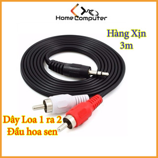 Dây loa 1 ra 2, Cáp loa av 3.5mm ra 2 đầu hoa sen dài 1.5m, 3m, 5m hàng chất lượng giá tốt