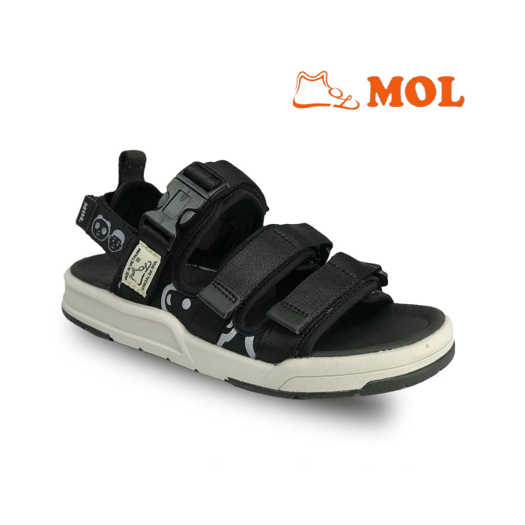 Sandal MOL Nam Nữ 3 Quai Ngang Dán Xé Quai Hậu Tháo Rời Đế Cao Su Êm Chân Không Hôi Nước