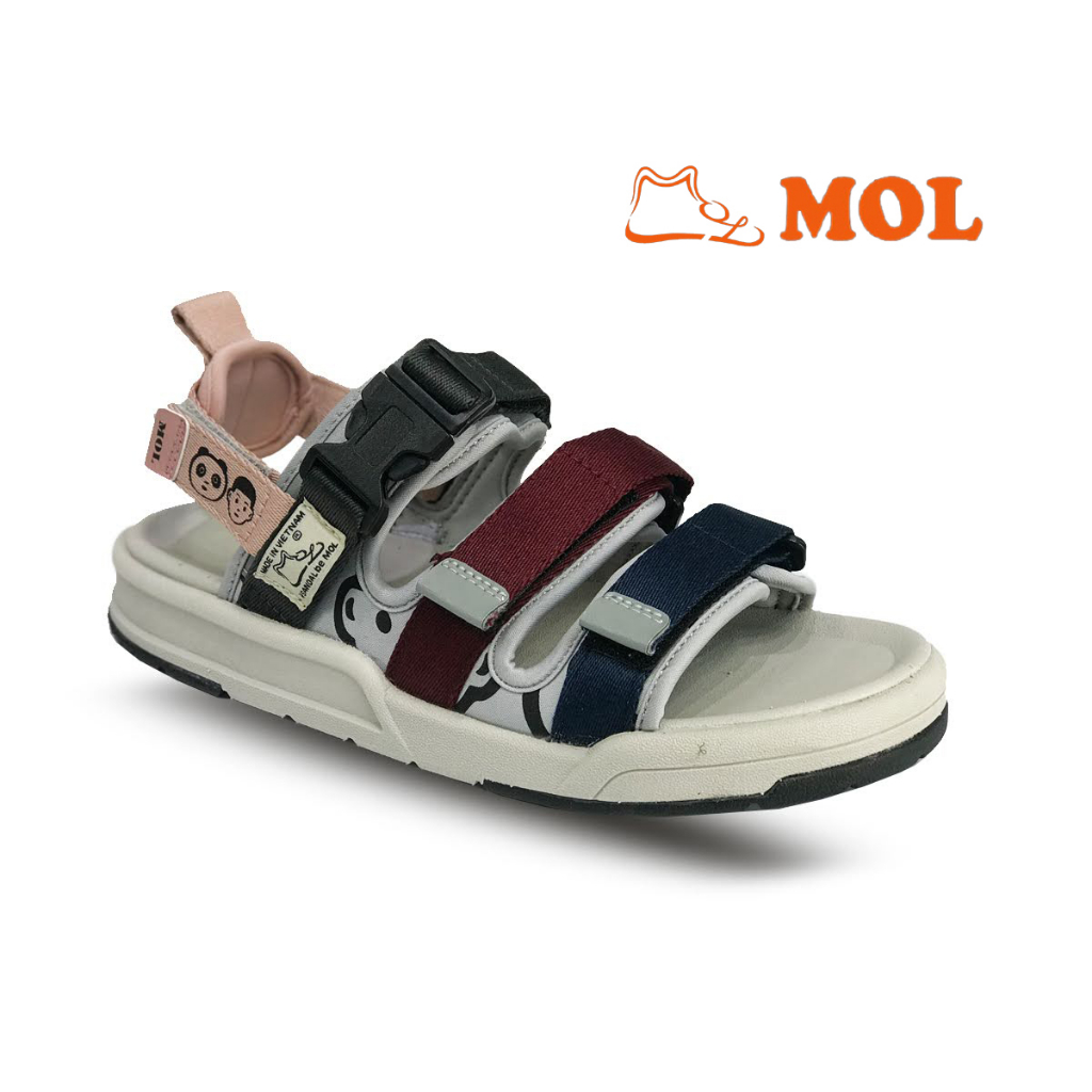 Sandal MOL Nam Nữ 3 Quai Ngang Dán Xé Quai Hậu Tháo Rời Đế Cao Su Êm Chân Không Hôi Nước