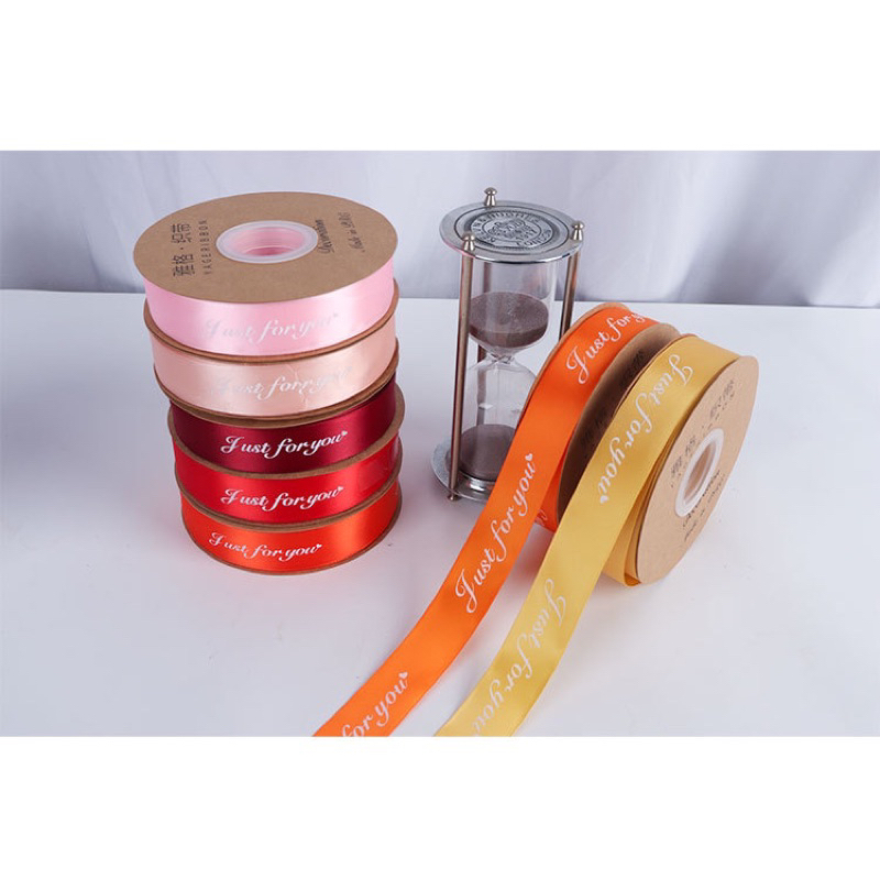 Ruy băng 2.5cm  ruy băng lụa, chữ Just for you gói bó hoa, thắt nơ hộp quà