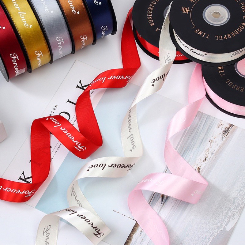 Ruy băng 2.5cm  ruy băng lụa, chữ Just for you gói bó hoa, thắt nơ hộp quà