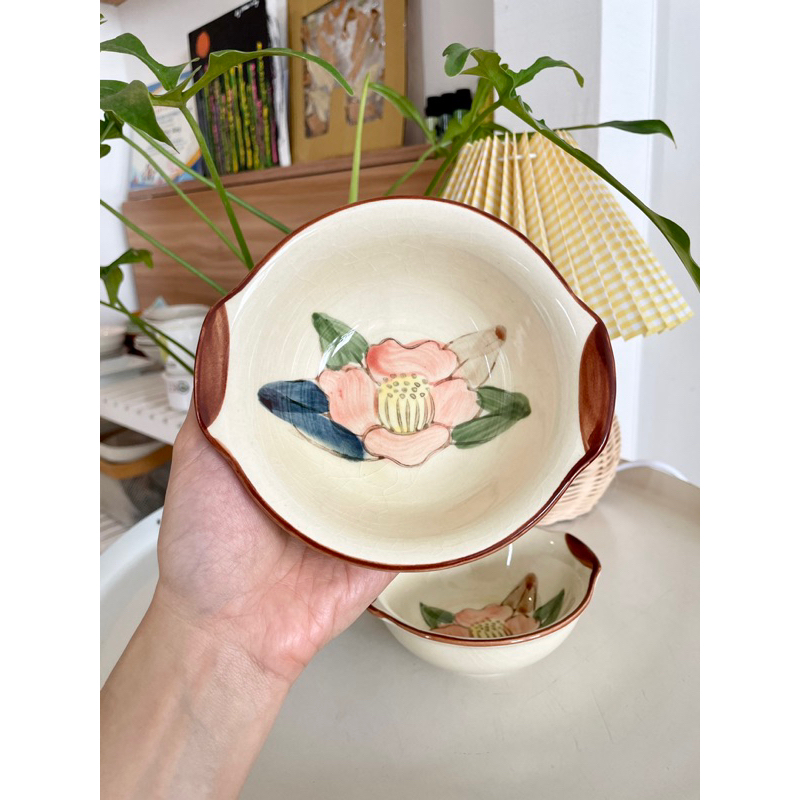 Cưng Ha Home -  - Chén sứ hoạ tiết hoa có tay cầm