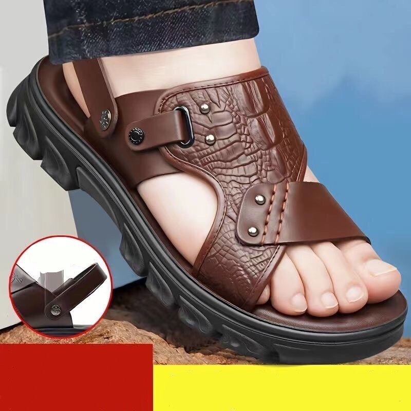 Dép da nam cao cấp Dập vân cá sấu thời trang DK5