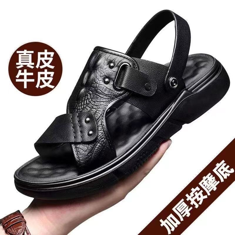 Dép da nam cao cấp Dập vân cá sấu thời trang DK5