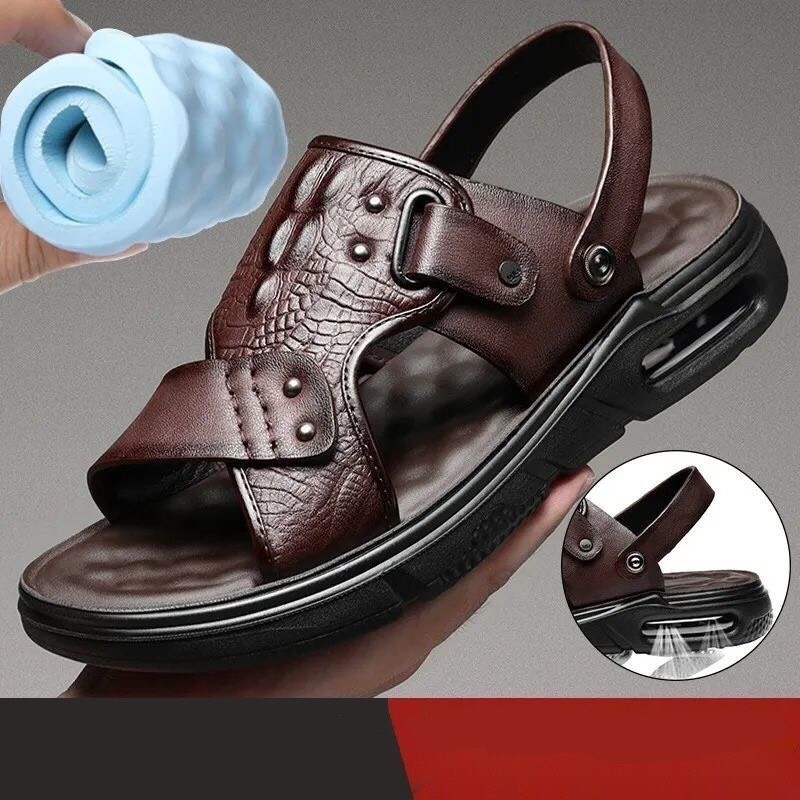 Dép da nam cao cấp Dập vân cá sấu thời trang DK5