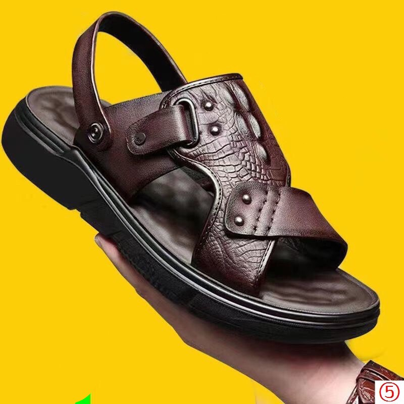 Dép da nam cao cấp Dập vân cá sấu thời trang DK5