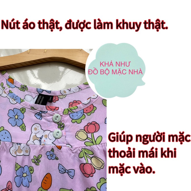 Bộ đồ tole lanh nữ mặc nhà quần dài 90 cm áo phối 2 nút tay phồng rũ