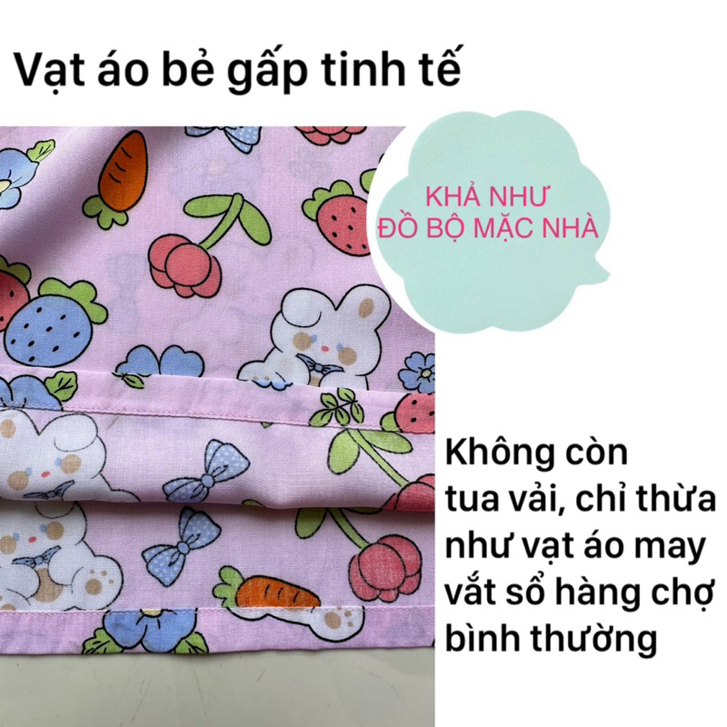 Bộ đồ tole lanh nữ mặc nhà quần dài 90 cm áo phối 2 nút tay phồng rũ