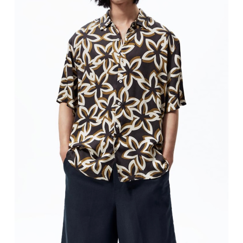 Áo sơ mi nam ngắn tay Zara authentic FLORAL size M