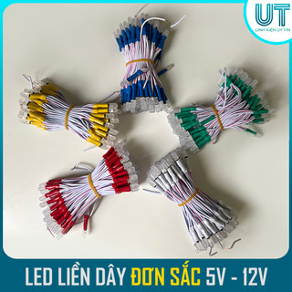 LED liền dây đơn sắc đủ màu 5V - 12V 100 bóng/ 1 cuộn - LED ruồi chuyên làm biển quảng cáo (Chính Hãng)