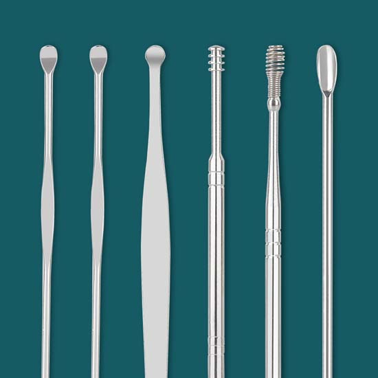 Bộ Dụng Cụ Ngoáy Tai Inox 6 Món - Lấy Ráy Tai Thép Không Rỉ 6 Món - Mát Xa Tai - Làm Sạch Tai Hiệu Quả