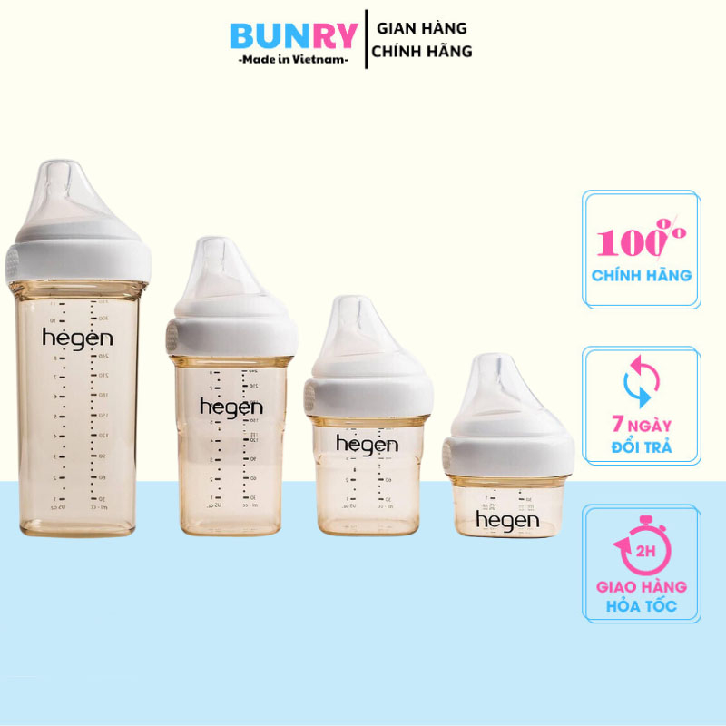 Bình sữa Hegen chính hãng 60ml,150ml,240ml,330ml mềm mại, chống sặc,bình sữa Hegen cổ rộng giống ti mẹ an toàn cho bé