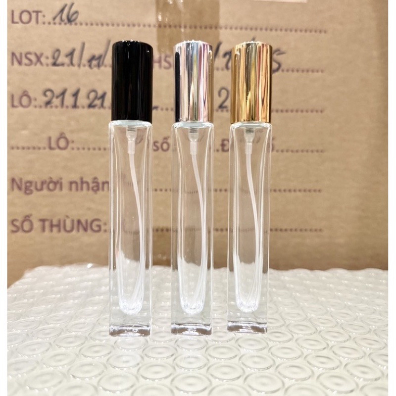Chai chiết lọ đựng nước hoa thủy tinh vuông 10ml vỏ rất dày