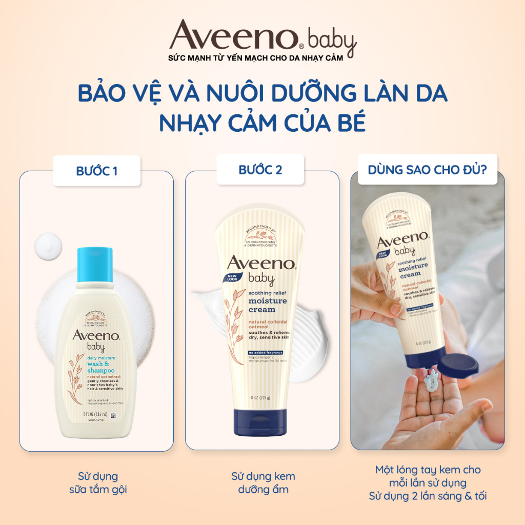 GIFT_Combo 2 Kem dưỡng ẩm cho bé Aveeno Baby Soothing Relief Moisture Cream 14g