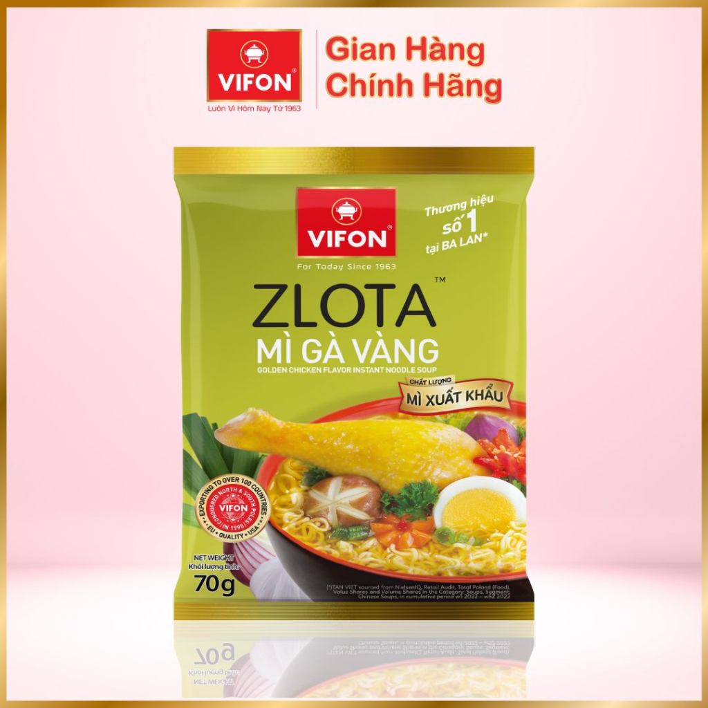 Thùng 24 gói mì xuất khẩu Zlota gà vàng/ Curry cà ri gà 70gr/gói