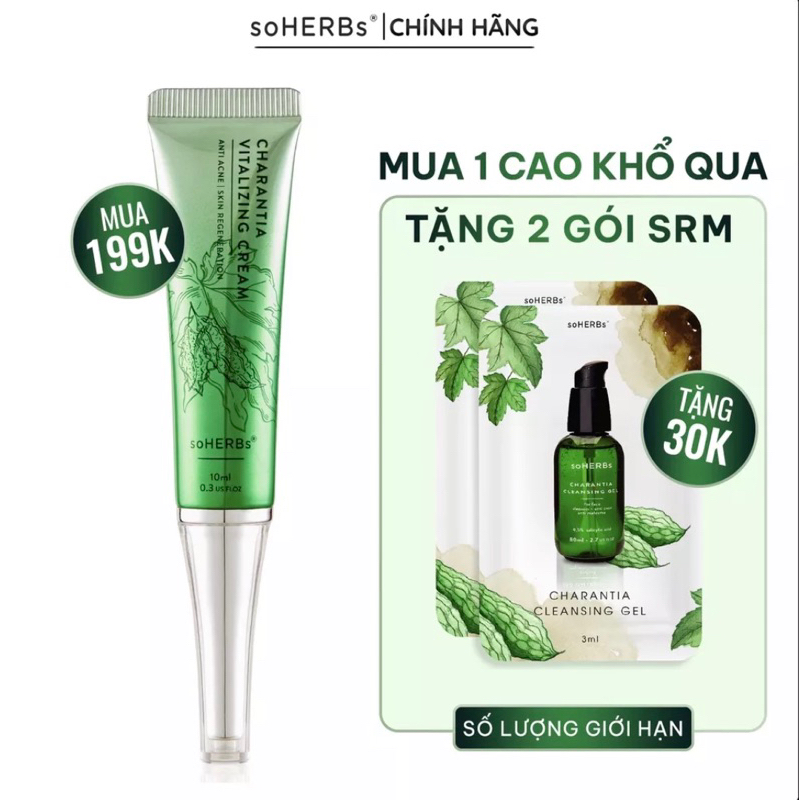 Cao Khổ Qua SOHERBS - CHARANTIA VITALIZING CREAM Giảm Mụn Mờ Thâm 10ml