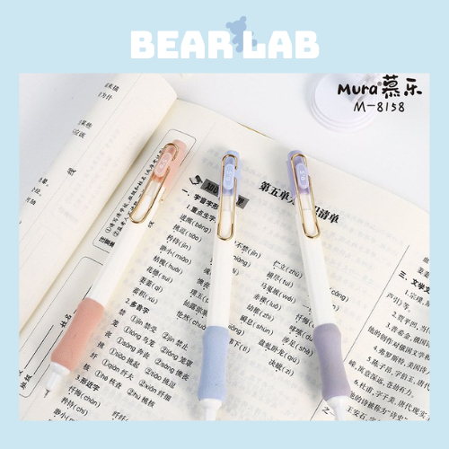 [Mura | Có sẵn | Hoả tốc] Bút bi mực gel dạng bấm Mura chính hãng có đệm cao su pastel vỏ siêu dày c