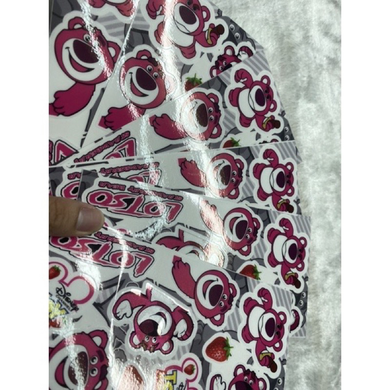 Tem gấu dâu lotso in trên decal trong