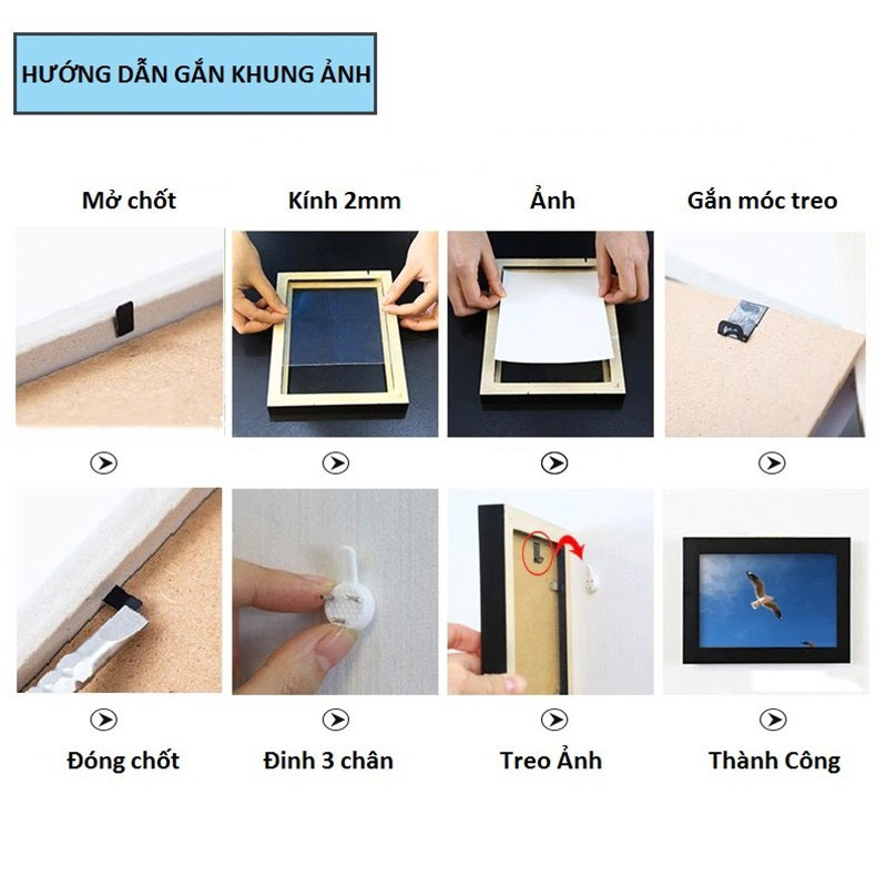 Khung Ảnh Treo Tường Các Size 10x15 13x18 15x21 - BẢO HÀNH GÃY VỠ, tặng kèm đinh treo