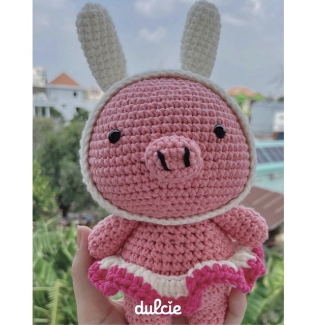 Thú nhồi bông móc len Heo Thỏ Bunny Pig đáng yêu