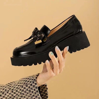 Giày oxford nữ big size 40 41 42 43 đế dày 5cm (2 nơ cài)