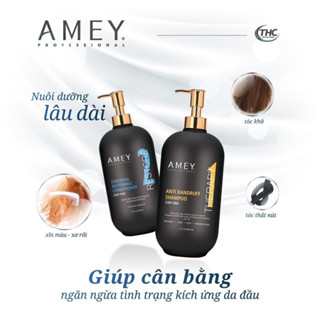 Dầu gội phục hồi tóc hư tổn Amey Restore System Shampoo 800ml dưỡng tóc nhuộm, tóc tẩy Cao cấp Canada