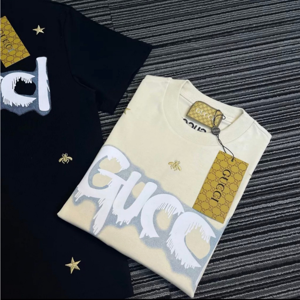 Áo Phông Nam Nữ Gucci Thêu Ong Thêu Sao Cao Cấp - Áo Phông Gucci Chất Cotton Phong Cách Boy Phố