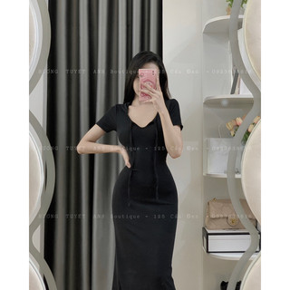 Váy body dài có mũ buộc dây hở lưng ( hình chính chủ )