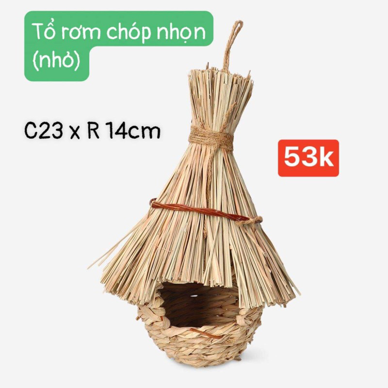 Tổ rơm tự nhiên  cho chim được làm thủ công trang trí avi thêm đẹp,sinh động.